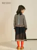 Sumcico 2020 последняя девочка шерсть хлопковое рашанное геометрическое рисунок винтажного стиля платье детское мягкое вязаное платье дневная одежда 2- LJ200921