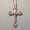 Handgefertigte Hochzeits-Halskette aus 18 Karat Roségold für Damen und Herren, christliche Kreuz-Anhänger, Sona-Diamantmalerei, voller feiner Schmuck, vier Stile