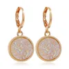 Drusy Round Dangle Örhängen Imitation Crystal Stone Druzy Earings Guldpläterad Märke Smycken För Kvinnor Resin Hängande Hoop Örhängen