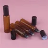 100pcs 1/2/3/5/10ml Amber Glass Liquid Essential Oil Roll On Roller Ball Bottle Empty Vials Travel Cosmetic Refillable Containershipping