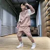 Tracksuit Set Men Spring Autumn Sportswear Suit Hooded Sweatshirts+Pant Hip Hop Patchwork 2PC Set