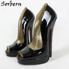 Sorbern Sexy Women High Heels Pumps 18Cm Platform Open Toe Slip On Genuine Leather 2020 Shoe Customized 20Cm 22Cm Shoes