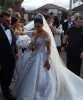 Magnifique manches longues robes de mariée de balle de bal de mariée coule de mariée