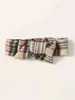 T-shirt à manches bouffantes pour bébé Sac en papier tartan Pantalon taille avec bandeau ELLE