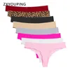 4Pcs Women Sexy Thong Leopard Cute Bow Seamless Panties Lady Low Waist Wave Underwear Plus Size S-XXL G String Comfort Lingerie LJ200822