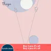 Thaya Original Design Silver Color 80cm Necklace Heart Shape Enamel Rose Gold Chain Pendant Fine Jewelry For Women Gift Q0531