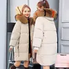 Vinter Hooded Warm Down Coat Kvinnor Casual Long Down Jackor Ladies Tjockad Bomull Parka Plus Storlek Ytterkläder Koreanska Harajuku Coat T200107