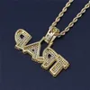 Geel gouden kleur bling ice out cz val hanger ketting met 24 inch touw ketting voor heren rapper sieraden