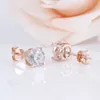 Transgems Solid 14K 585 Rose Gold 2CTW 6.5MM F Color Stud Earrings Screw Back Classic Pink Gold Earrings for Women Y200620