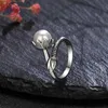 Cluster Rings Creative Vintage Flower Design 8MM Natural Pearl Ring For Women Anniversary Gift Fine Luxury Jewelry 925 Sterling Silver