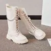 Stivali elastici lavorati a maglia per bambini ragazze autunno e inverno scarpe da principessa alte a metà calza 211227