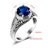 Atacado Vintage Prata Cor Laboratório Sapphire Mulheres Anéis Escuro Azul Cristal De Cristal Promessa Anéis Real 925 Esterlina Prata Jóias