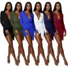 Articles en gros Robes pour femmes Sexy Mini Bodycon Vêtements One Piece Set Haute Qualité Élégant De Luxe Mode Draw String À Manches Longues Solide K6588