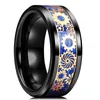 Hombres modernos Rueda de tungsteno de engranaje de oro Steampunk Anillos de carburo de carbón Vintage anillo de patrón de dragón negro anillo de fibra de carbono azul1046796