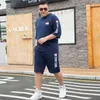 Plus Size 9XL Sweat Suits Men Casual Letter High Street Outdoor Fitness Tracksuit for Men 2 Pieces Set O-Neck Tee Shirt +Shorts G1222