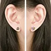 Femmes Cystal Cube Moucles d'oreilles Sterling Silver Red Black Diamond Eaure d'oreille de mode