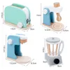 Wooden kid's simulation real life kitchen toy set game early education toy bread machine coffee maker mixer baby educational toy LJ201211