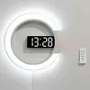Decorativo Digital Home 3D 12 "LED Relógio de Parede Controle Remoto Função Snooze H1230