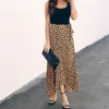 Polka Dot Baskı Uzun Maxi Yaz Etek Kadın Moda Beyaz Siyah Bölünmüş Yüksek Bel Güneş Sargısı Bir Hat Kadın W220314