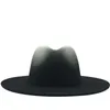 خمر النساء الرجال صوف فيلت فيدورا قبعات الرجل المحترم حافة واسعة أنيقة قبعات التدرج لسيدة الشتاء جاز كاوبوي