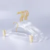 10 datorer Toppklass Clear Acrylic Crystal Clothes Suits Hanger med Gold Hook Transparent Acrylic Pants Hangers With Gold Clips 2012259V