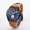 Men's Casual Watch Leather Strap Luminous Waterproof Sapphire Auto-Date Multifunction Chronograph Quartz Watch223V