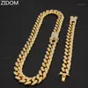 Chains 20mm Width Men Hip Hop Iced Out Bling Chain Necklace Pave Setting Rhinestone Miami Cuban Necklaces Hiphop Jewelry Gifts1