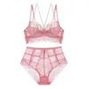 Varsbaby Sexy не подслушанный глубокий V Флористическое нижнее белье кружева underwire y-подкладки красоты задний бюстгальтер и трусики y200708