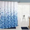 Floral Fabric Bathroom Shower Curtain with Plastic Hooks Waterproof Flower Curtains Blue LJ201130