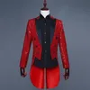 Red Mens Tailcoat Redingote Longue Homme Vintage Suit Jacket Long Tuxedo Vintage Men Dress Jackets Tuxedo 201106