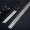 Topkwaliteit Survival Fixed Blade Mes D2 60HRC Satin Blades Outdoor Camping Wandelen Hunting Survival Rechte Messen met Lederen Schede