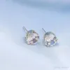 Boucles d'oreilles rondes en zircone, vente en gros, marque violette et blanche, diamant CZ
