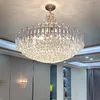 Led Moderne De Luxe Suspendu Cristal Plafond Lustre Lumière Lampe Lustre Suspension Luminaire Duplex Bâtiment Salon Salle À Manger