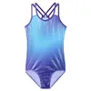 BAOHULU One-Piece Strap Ballet Leotard Gradient Blue Gymnastics Practice Costumes Children Tank Activewear Bodysuit268n