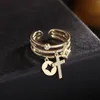 Nuovo stile coreano microintarsiato zircone anello aperto temperamento gioielli donna marchio di lusso highend zircone lucido placcato oro 18k 368662978