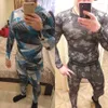 Camouflage Cousssuit Мужчины Rashgarda MMA с длинными рукавами футболка мужская сжатие с компрессионным костюмом дети подростка фитнес-рубашка термическое белье LJ201126