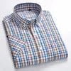 マクロシーメンズSカジュアルシャツレジャーデザイン格子縞の高品質の男性Sソーシャルシャツ100綿半袖男性Sシャツbln lj200925