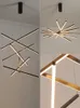 Aluminum Bar LED Chandelier Modern Indoor Deco Living Room Ceiling Chandeliers Dining Room Pendant Lamp Duplex Apartment Lights