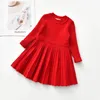 Spring Fashion Baby Long Sleeve Ribbed Sweater for Girls Birthday Child Clothes Kids Girl Dress LJ201128