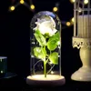 Róża trwa wiecznie z światłami LED w szklanej kopuły Walentynki Rocznica ślubu Prezenty Urodzinowe Party Decoration 5 Kolory DHL Statek