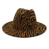 2020 Fashion Zebra Modèle Artificiel Wool Felt Fedora Chapeaux Fashion Fashion Men Big Brim Jazz Party Cap Panama Style Cowboy Hat1211903