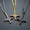 Pieczęć Kościoła Szatana Krzyżowca Wisior dla mężczyzn Crucifix Satanic Stagle Stal Nelala Męska biżuteria 6424484