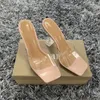 Sandalias de verano para mujer, zapatos de tacón alto transparentes de PVC para mujer, Sandalias de tacón alto con punta abierta, zapatillas de boda para fiesta, zapatos para mujer