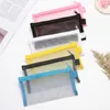 Transparent Gauze Pens Bag Pencil Zipper Bags Student Portable Test Paper Pen Pouch Student Stationery Supplies Storage Pouches BH6137 TYJ