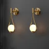 Wandleuchte LED Gold Farbe weißer Glasschirm G9 Schlafzimmer Nachttisch Restaurant Gang Wandleuchte moderne Badezimmer Innenbeleuchtungskörper-L
