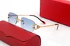 Cortique de luxe de la marque de conception Cartes Sunglasses Fashion Men Fashion Men Gold Rimless E E EOBLES POUR HOMME LEMULES DE SUN LIGNE ANTIVLECTEMENT