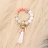 Foreign trade food grade silicone beads bracelet keychain personalized tassel pendant key ring female multi-color optional