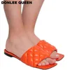 Flat Square Toe Chinelos Mulheres 2020 Slides de Verão Sapatos de Praia Casuais Mulheres Flip Flops Bordado Slipper Sandálias Zapatos de Mujer X1020