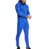 Hommes Splicing Fitness Ensembles Tendance De La Mode Zipper Sweat À Capuche Pantalon Costumes De Sport Designer Homme Printemps Nouveau Slim Casual Survêtements De Course