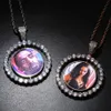 Пользовательские фотографии вращающиеся двусторонние медальоны подвеска ожерелье 4 мм теннисная цепь Циркон мужской хип-хоп ювелирные изделия